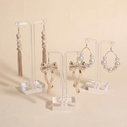 Acrylic T-Bar Earring Display Stand, 3 PCS Hanging Earring Holder Jewelry Holder for Earrings Necklaces & Bracelets, Clear Countertop Jewelry Organizer for Retail & Home, Photography Props