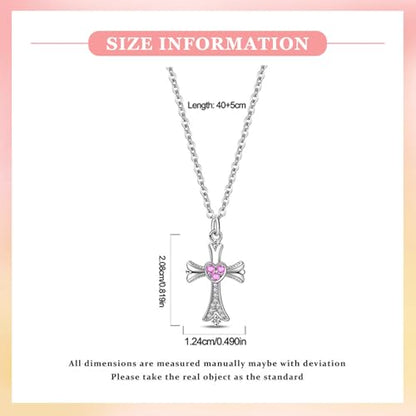 925 Sterling Silver Dainty Necklaces for Women Pendant Jewelry Gift for Her | Hypoallergenic Ocean Animal Love Cherry Blossom Jewelry, Ideal Valentine Birthday Christmas Graduation Gift for Wife Mom - color: Pink Heart Cross