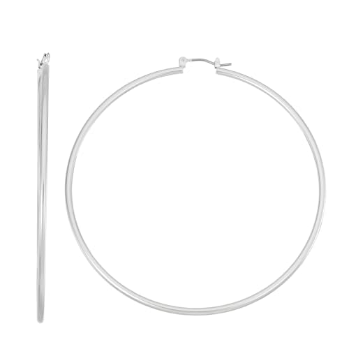 Nine West Women's Hoop Earrings, Classic Fashion Jewelry Accessories for Everyday Wear, Lightweight Statement Earrings for Casual, Office, and Evening Looks - color: Extra Large Thin - Silver