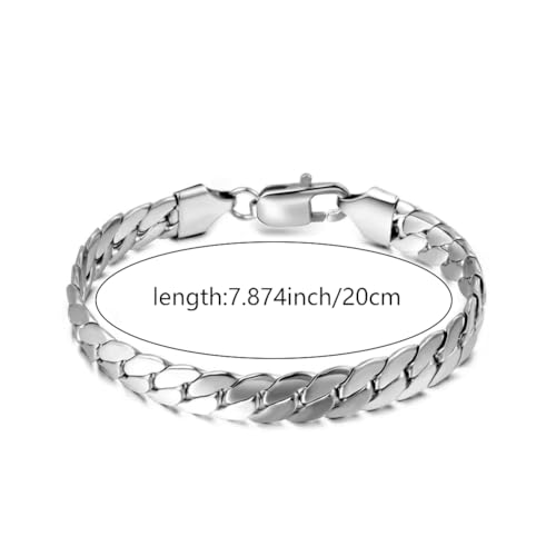 Cuban Link Chain Sparkly Silver Bracelet Hip Hop Diamond Link Bracelets Stainless Steel Hand Chain for Men Women