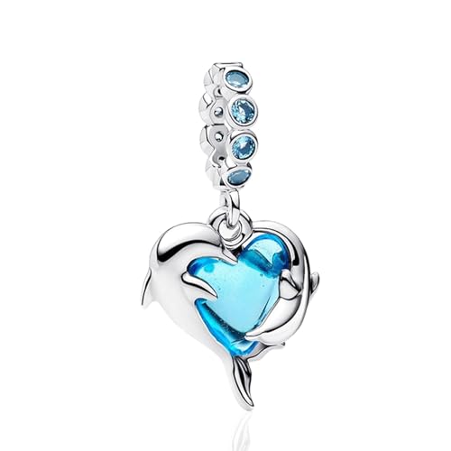 Charms Beads 925 Sterling Silver Animal Heart Flower Friend Dangle Pendant with 5A Cubic fits for Charms Bracelets for Woman Valentine's Day Mother's Day Christmas Graduation Birthday Gift - style: D27-Blue Whales
