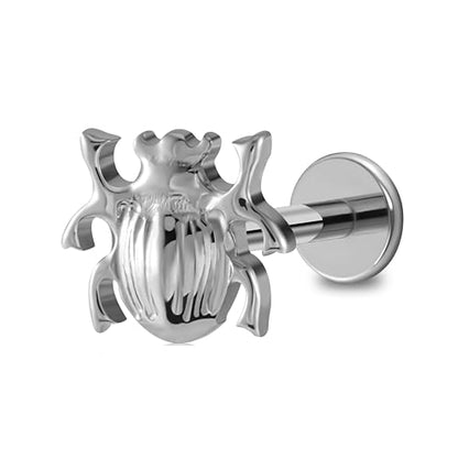 16G 6mm 8mm ASTM F136 Titanium Cartilage Piercing Jewelry Stud for Tragus Helix Conch Flat - color: Beetle - Tit