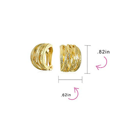 Bling Jewelry Casual Wide Criss Cross Clip On Earrings For Women Lightweight Non Pierced Ears Rhodium Plated Rose Yellow Gold Plated - color: Gold