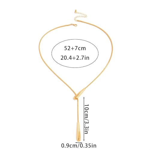 Gold Long Lariat Necklaces for Women Pendant Beaded Chain Drop Necklace | Gold Long Y Necklaces for Women, Trendy Dainty Lariat Chain Drop Pendant Adjustable Necklace 14k Gold Plated for Women Gold