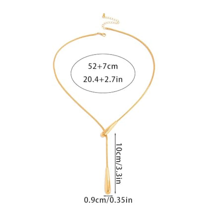 Gold Long Lariat Necklaces for Women Pendant Beaded Chain Drop Necklace | Gold Long Y Necklaces for Women, Trendy Dainty Lariat Chain Drop Pendant Adjustable Necklace 14k Gold Plated for Women Gold