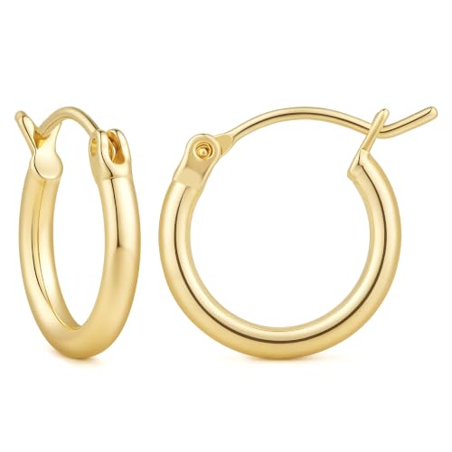 14K Gold Hoop Earrings for Women 14K Gold Earrings for Women | Gold Hoop Earrings for Women Classic Hypoallergenic Lightweight Hoop Earrings for Women 14/16/18/20/25/30/35/40/45/50/60/70mm - size: 14mm