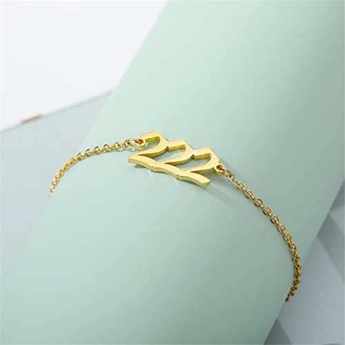 PAMTIER Angel Number Ankle Bracelet for Women Adjustable Chain | Stainless Steel, Dainty Simple Numerology Jewelry Gift - color: 5.5+2.8inch, Gold 222