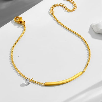 Dainty Gold Anklets for Women Stainless Steel Simple Ankle Bracelets Summer Beach Foot Chain Jewelry Gift - color: Smile CZ