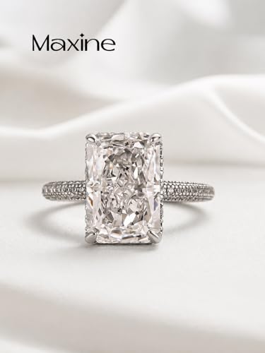 Maxinejewelry 4.5CT Radiant Cut Wedding Ring Set for Women - color: Silver Ring