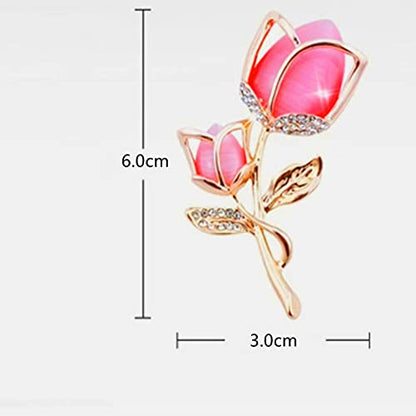 Lavender flower brooch crystal rhinestone tulip brooch elegant accessories jewelry women brooches and pins fashion jewelry wedding flowers lapel pin - color: Pink Tulips