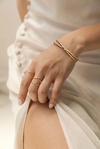 PERNNLA PEARL Dainty Gold Bar Bracelet for Women Simple Delicate Thin Cuff Bangle Hook Bracelet 18K Gold Plated Handmade Minimalist Jewelry - color: 15.Knot