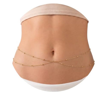 Gold Belly Waist Chain for Women | Layered Belly 14K Gold Plated Chain Adjustable Bikini Belly Beads Body Chain Waterproof | Jewelry Gift - color: Style 3