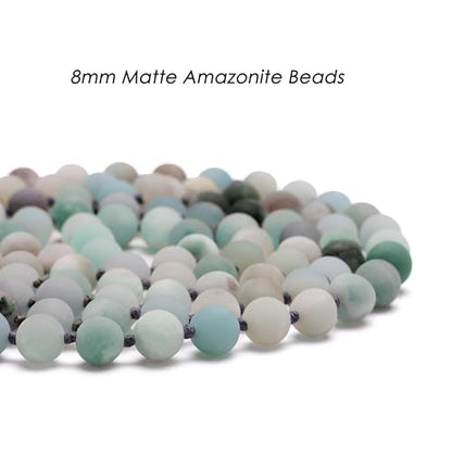 Aobei Pearl 8mm Round Natural Amazonite/Irregular Turquoise Long Beaded Necklace Wrap Bracelet Handmade Gemstone Jewelry for Women Men - style: Amazonite-47"