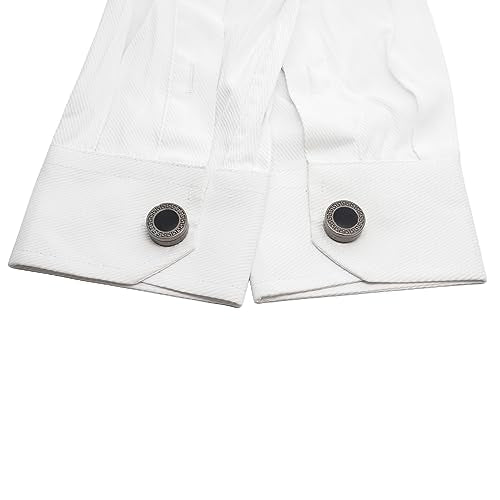 Mens Button Covers Tuxedo Shirt Cufflinks Alternative | Fake cufflinks and alternative fashion jewelry accessories for mens formal business dress shirts suits and groomsmen - color: K Black A