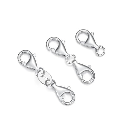 925 Sterling Silver Lobster Clasp for DIY Necklace Bracelet Jewelry Making, Double Spring Clasp with Closed Jump Rings, Necklace Extender Clasp Connector Bracelet Extension (Style 4) - style: Style 4