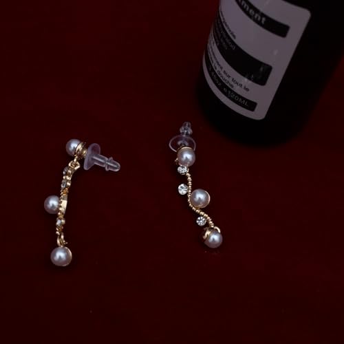 Bridal Pearl Choker Necklace Earrings Bracelet Wedding Crystal Jewelry Set for Women Brides Bridesmaid Prom - color: White-Gold Plated