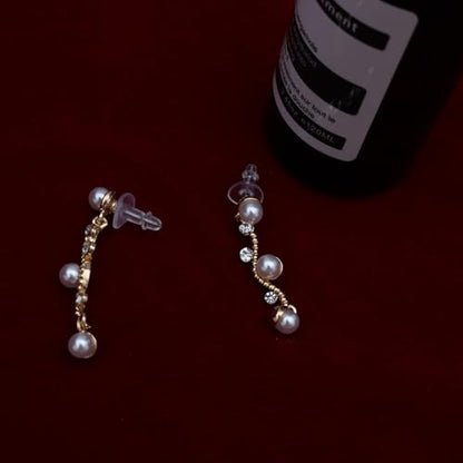Bridal Pearl Choker Necklace Earrings Bracelet Wedding Crystal Jewelry Set for Women Brides Bridesmaid Prom - color: White-Gold Plated