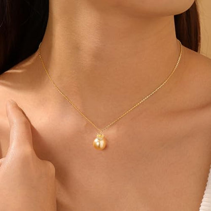S925 Sterling Silver Dainty Peral Necklaces for Women 18K Gold Plated Pearl Bar Drop Pendant Choker Necklace Y-Shaped Adjustable Chain Hypoallergenic Womens Jewelry Gifts Fashion Accessories - color: Gold-CZ Crown