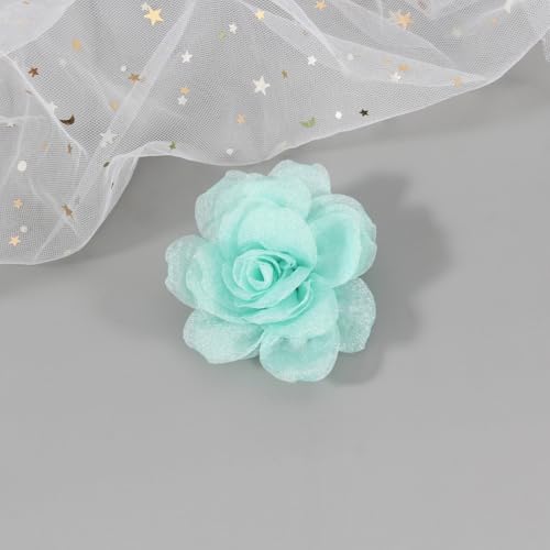 Rose Flower Brooches And Pins For Women - Pale Green Brooches With Hair Clip, Hair Pins And Flower Clips For Hair, Lapel Pins, Hat Pins, 3.1 Inches - color: Pale Green