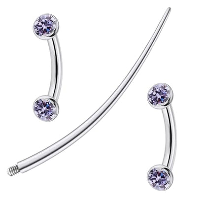 F136 Titanium 16g 6/8/10mm Eyebrow/Rook/Snug/Vertical-Labret/VCH/Snake-Eyes/Anti-Tragus/Christina/Daith/Belly-Button/Bridge/Hood/Surface Curved Barbell Piercing Jewelry for Women Men - color: Purple, size: 6 mm (1/4 in)