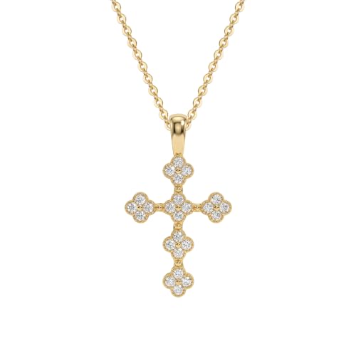 Fettero Cross Necklace for Women Faith Pendant 14K Plated Dainty Chain Necklaes Minimalist Simple Tiny God Lords Prayer Religious Jewelry - style: Blossom Cross
