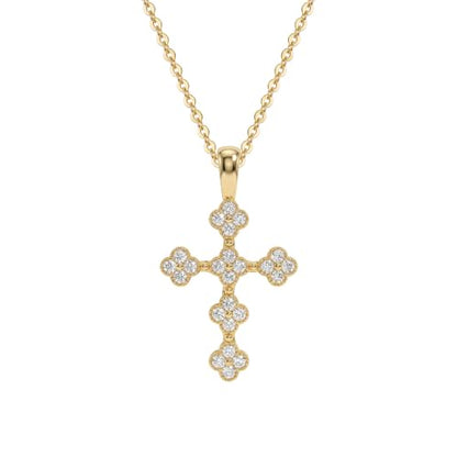 Fettero Cross Necklace for Women Faith Pendant 14K Plated Dainty Chain Necklaes Minimalist Simple Tiny God Lords Prayer Religious Jewelry - style: Blossom Cross