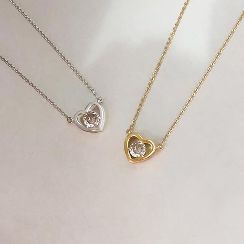 HERIER Cute Heart Necklace Dainty 18k Gold Plated Tiny Heart Pendant Choker Necklaces Small Gold Love Open Heart Chain Necklace for Women Simple Gold Necklace for Women Trendy Jewelry - color: Heart Diamond Necklace-Gold