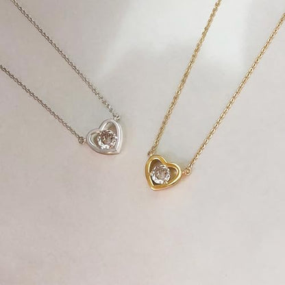 HERIER Cute Heart Necklace Dainty 18k Gold Plated Tiny Heart Pendant Choker Necklaces Small Gold Love Open Heart Chain Necklace for Women Simple Gold Necklace for Women Trendy Jewelry - color: Heart Diamond Necklace-Gold