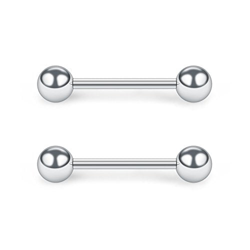 SCERRING 316L Stainless Steel Externally Threaded Nipple Bar Barbell Rings Piercing Retainer 16G - style: 12PCS - 1/2" (12mm)