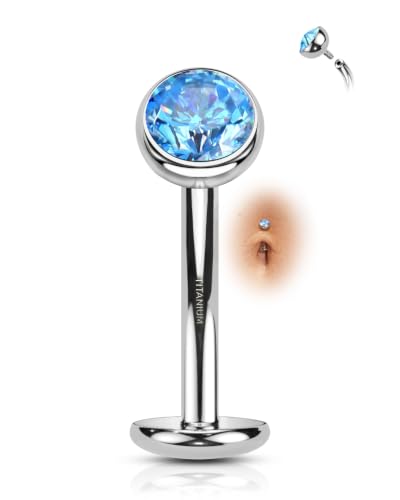 G23 Solid Titanium Belly Button Rings Floating Belly Navel Rings 14G Internally Threaded Belly Piercing Jewelry Hypoallergenic - color: BL-12MM