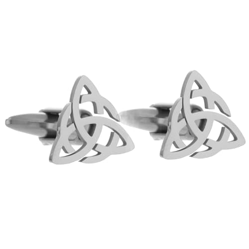 Men's Cufflinks Celtic Knot Cufflink Charm Stainless Steel Cutout Design Shirt Cuff Buttons for Husband - color: silver