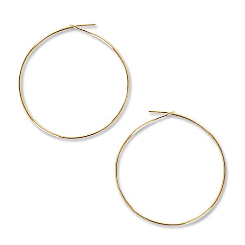 Thin Hoop Earrings for Women - Lightweight Wire Threader Loop Drop Dangles | Plated in 18K Gold or 925 Sterling Silver, Hypoallergenic and Safe for Sensitive Ears - color: 18K Gold Plated - 1.5" inch