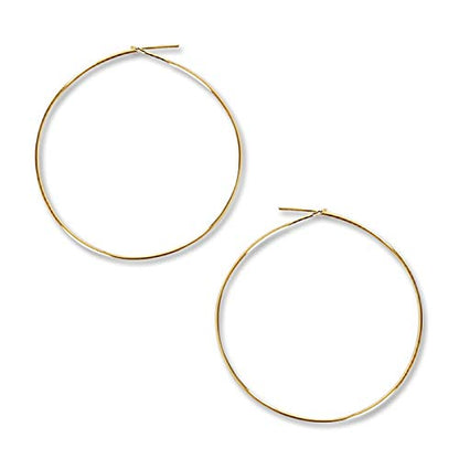 Thin Hoop Earrings for Women - Lightweight Wire Threader Loop Drop Dangles | Plated in 18K Gold or 925 Sterling Silver, Hypoallergenic and Safe for Sensitive Ears - color: 18K Gold Plated - 1.5" inch