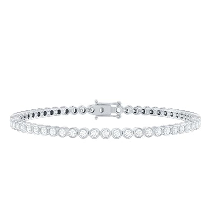Bezel Set Moissanite Tennis Bracelet for Women, D-Vs1 Quality - style: 10K White Gold
