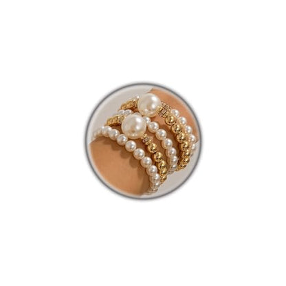 GIGB PBDK Chunky Pearl Bracelets for Women Stackable Gold Pearl Beaded Stretch Bracelets Exaggerated Big Pearl Ball Bracelet Set Trendy Birthday Jewelry Gifts - color: Gold