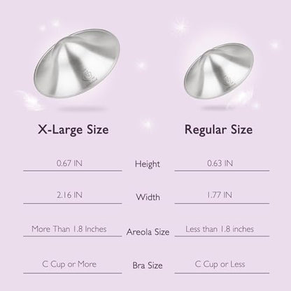 Boboduck 925 Silver Nipple Covers Breastfeeding - The Original Silver Nursing Cups - Protect and Soothe Sore Nipples - Silver Nipple Shield Guards with Soft Silicone Ring - size: Regular