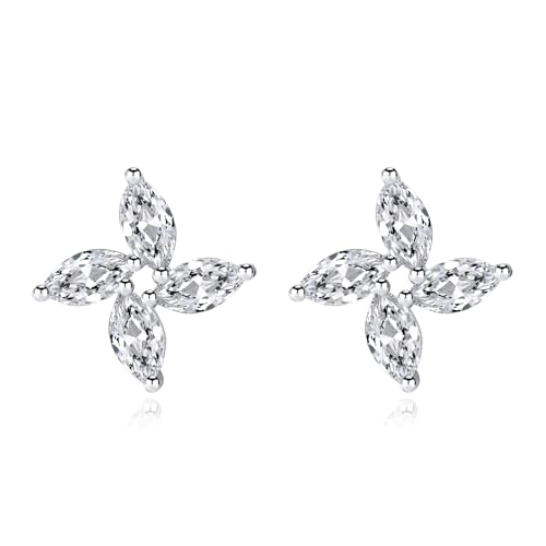 Sterling Silver Moissanite Stud Earrings In the Shape of A Windmill
