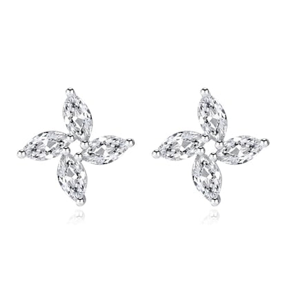 Sterling Silver Moissanite Stud Earrings In the Shape of A Windmill