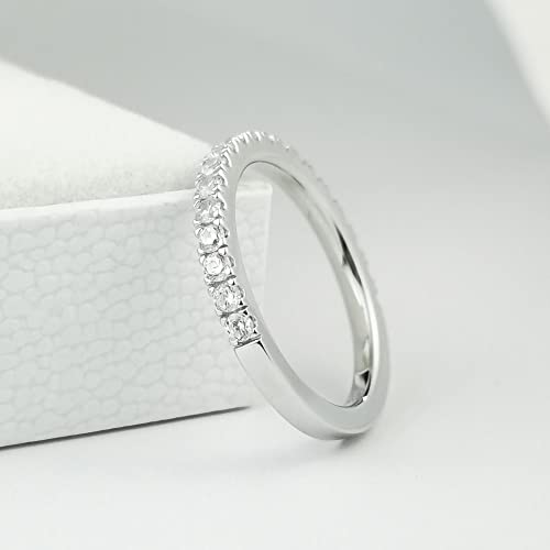 Bo.Dream Cubic Zirconia Eternity Rings Wedding Band 925 Sterling Silver - color: 0.49ct.tw(2.2mm half)