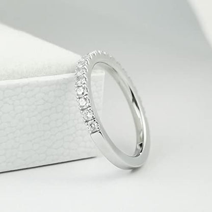 Bo.Dream Cubic Zirconia Eternity Rings Wedding Band 925 Sterling Silver - color: 0.49ct.tw(2.2mm half)