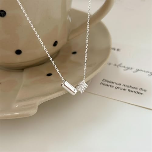 925 Sterling Silver Necklace for Women Trendy, Charming Layered Necklace with Cubic Zirconia Pendant for Her Womens Dainty Diamond Choker Necklaces Holiday Jewelry Gifts for Mom Wife Daughter Lover - color: CZ Necklace-silver05
