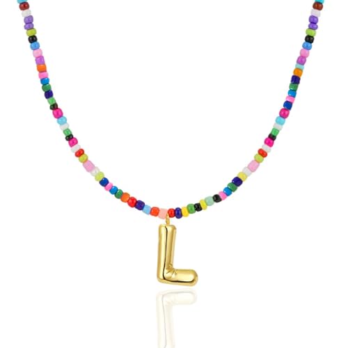 Colorful Initial Necklaces Gifts for Girls Kids Teens, 6-18 Year Old Girl Birthday Gift Teen Girl Gifts Trendy Stuff Gold Bubble Letter Pendent Necklace Jewelry - style: L