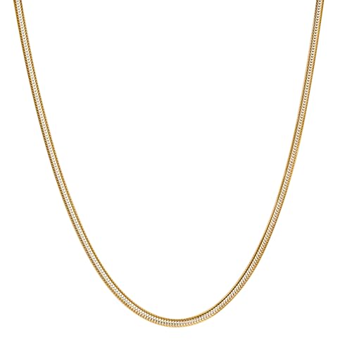 BORUO 925 Sterling Silver Snake Chain Necklace | Waterproof 14K Gold Plated Snake Chain | 1mm 1.5mm Solid Italian Nickel-Free Necklace Lobster Claw Clasp 14-30 Inch - color: Waterproof Gold Plated Stainless Steel 1mm, size: 16 Inch