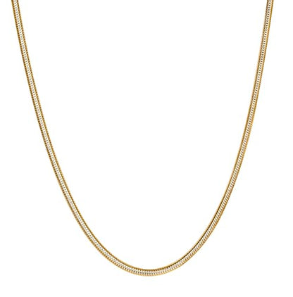 BORUO 925 Sterling Silver Snake Chain Necklace | Waterproof 14K Gold Plated Snake Chain | 1mm 1.5mm Solid Italian Nickel-Free Necklace Lobster Claw Clasp 14-30 Inch - color: Waterproof Gold Plated Stainless Steel 1mm, size: 16 Inch