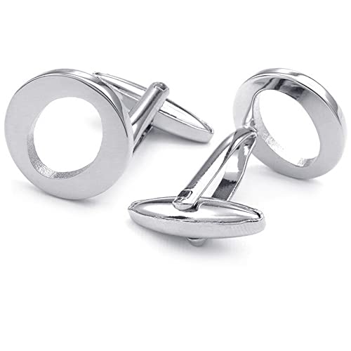 HONEY BEAR Initial Letter Cufflinks for Men Wedding Business | Personalized, Tarnish-Resistant, Steel-Plated Copper Base, Gift Box, for Groomsmen, Father, Husband, Anniversary - style: O Silver