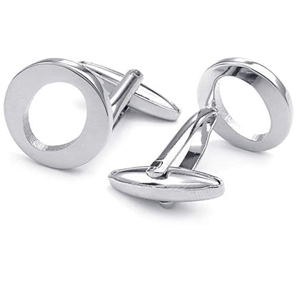 HONEY BEAR Initial Letter Cufflinks for Men Wedding Business | Personalized, Tarnish-Resistant, Steel-Plated Copper Base, Gift Box, for Groomsmen, Father, Husband, Anniversary - style: O Silver