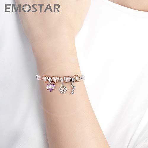EMOSTAR Jan-Dec Birthstone Charms fits European Birthday Bracelet, Dangle 925 Sterling Silver Heart Shaped Pendant with 12 Months Birthstones, Gifts for Mom/Women - color: July Birthstone