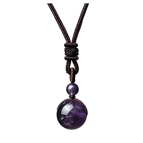 Jovivi Healing Crystals Necklace Natural Tiger Eye Amethyst Lucky Blessing Protection Chakra Beads Stone Pendant for Women Men Adjustable - color: Amethyst