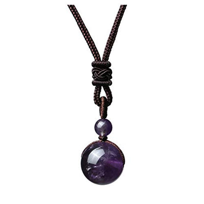 Jovivi Healing Crystals Necklace Natural Tiger Eye Amethyst Lucky Blessing Protection Chakra Beads Stone Pendant for Women Men Adjustable - color: Amethyst