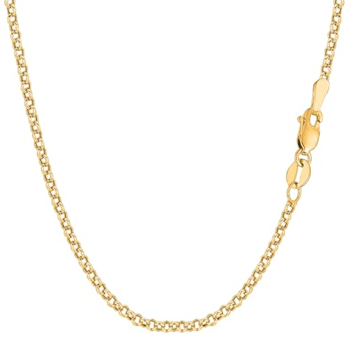 Jewelry Affairs 14k Yellow Gold Round Rolo Link Chain Necklace, 2.3mm - size: 30